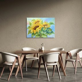 Sklenený obraz rozkvitnutých slnečníc (70x50 cm)