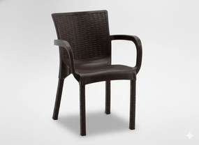 Garden Line Plastová Záhradná stolička s ratanovým vzorom 60 x 60 x 82 CM HNEDÁ