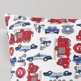 Goldea detská bavlnená obliečka na vankúš - hasiči a policajti 45 x 45 cm
