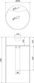 Mexen Ajax-02, voľnestojace umývadlo z konglomerátu 45x45x82 cm, biela matná, 26514500