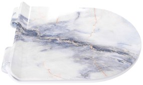 Rea Carlo Granit Shiny, SLIM toaletné WC sedadlo s pomalým zatváraním 410x365 mm, duroplast, soft-close, imitácia kameňa, REA-C4520