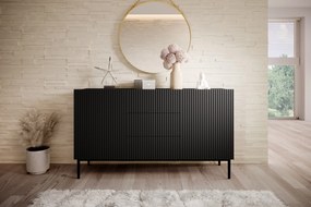 Komoda Nicole 150 cm s 3 zásuvkami - čierny mat / čierna