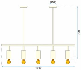 Toolight - Stropná lampa 5xGU10, APP210-3CPR, čierna, OSW-03400