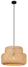 Japonská závesná lampa čierna s bambusom - Kea