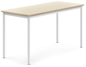 Stôl SONITUS, 1400x600x720 mm, HPL - breza, biela