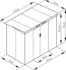 Záhradný domček plocha 201 x 121 cm (šedá)