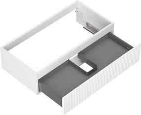 Mexen Rivel, kúpeľňová skrinka 90 cm, 1 zásuvka, drážkovaná, biela matná, 91A20-09023-1-BF01