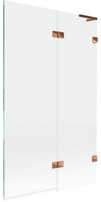 Mexen Lunar L, 2-krídlová vaňová zástena pravá 110 x 150 cm, číre sklo, ružové zlato, 897L-110-100-60-00-P