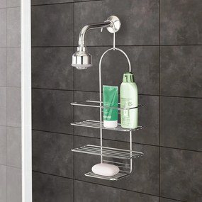 Závesná oceľová kúpeľňová polička v lesklo striebornej farbe Luxy – Metaltex