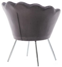LuxuryForm DESIGN Kreslo FREY VELUR so striebornými nohami - tmavo šedé