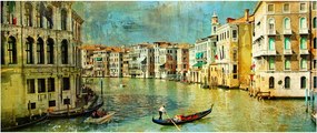 Obraz - Benátsky kanál a gondoly (120x50 cm)