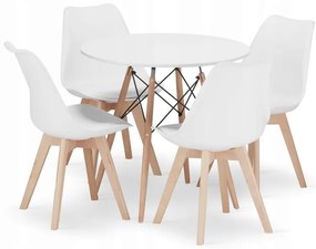 Jedálenský stôl TODI biely 80 cm so štyrmi stoličkami MARK biele