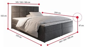 Čalúnená posteľ boxspring LENY, 180x200, sawana 25