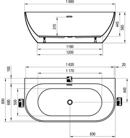 Ravak XC00100024 - Vaňa FREEDOM 166x80 cm akrylát/lesklá biela