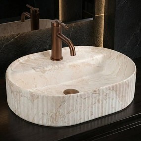 Rea Marcela Saturn, umývadlo na dosku 500×360×135 mm, béžová matná-imitácia kameňa, REA-U3515