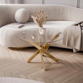 KONFERENČNÝ STOLÍK PASCAL ZLATÝ + SKLO