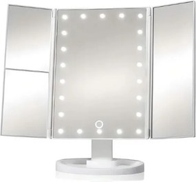 VERK Zrkadlo trojpanelové s LED Dot osvetlením - biele