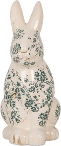 Keramická dekorácia králik so zelenými kvetmi Tien French L - 16*12*28 cm