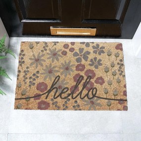 Rohožka z kokosového vlákna 40x60 cm Hello Scribbly Floral – Artsy Doormats