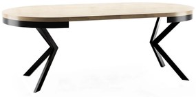 Okrúhly rozkladací jedálensky stôl MARION PLUS 100cm - 176cm Kominácia stola: dub lefkas - čierne nohy