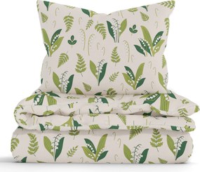 Predĺžené bavlnené obliečky Renforcé - Konvalinky prírodné