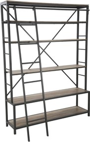 Čierna kovová knižnica s rebríkom Mauro Ferretti Manhattan, výška 210 cm