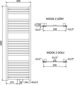 Mexen Uran, elektrické vykurovacie teleso 1800x600 mm + vykurovacia tyč 900 W, biela, W105-1800-600-2900-20