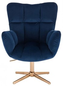 LuxuryForm DESIGN Kreslo AURORA VELUR na zlatom kríži - modré