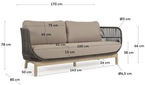 Kaki záhradná pohovka Kave Home Catalina
