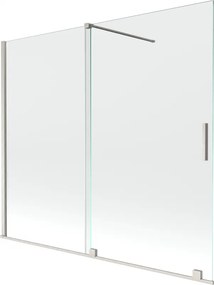 Mexen Velar, 2-krídlová posuvná vaňová zástena 180 x 150 cm, 8mm číre sklo, brúsená oceľ, 896-180-000-01-97