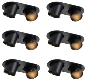 Sada 6 zapustených bodových svetiel čierna GU10 50 mm 2-svetlá - Installa