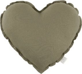 Mini ľanový vankúš srdca olivová 28 cm