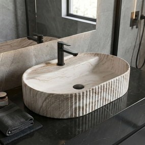 Keramické umývadlo na dosku REA Marcela 60x37 mramor