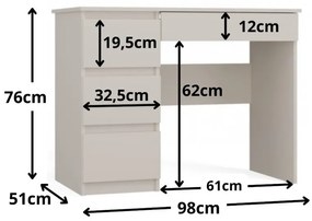 Psací stůl MIJAS 98 cm kašmír levý