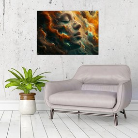 Sklenený obraz - Tvár vo vesmíre (70x50 cm)