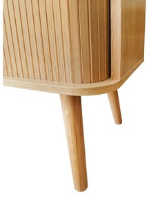 Vysoká komoda v dekore duba s posuvnými dverami v prírodnej farbe 83x95 cm Rove – Woodman