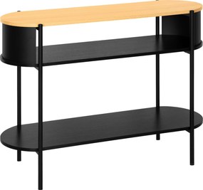 XXXLutz KONZOLOVÝ STOLÍK, prírodná farba, čierna, kov, kompozitné drevo, 100/39/76 cm Xora - Online Only obývacie izby - 007968035003