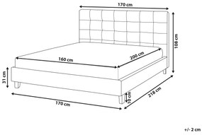 Čalúnená vodná posteľ 160 x 200 cm tmavosivá LA ROCHELLE Beliani