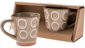 Súprava 2 keramických hrnčekov Krúžky 100 ml, béžová