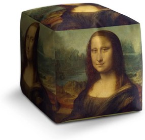 Sablio Taburet Cube Mona Lisa - Leonardo da Vinci: 40x40x40 cm