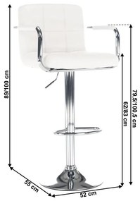 Kondela Barová stolička, LEORA 2 NEW, biela ekokoža/chróm