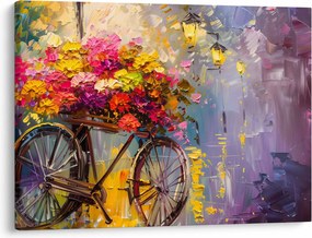 Obraz - Bicykel s kvetmi (70x50 cm)