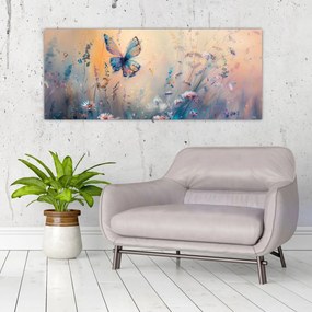 Obraz - Lúka s motýľom II. (120x50 cm)