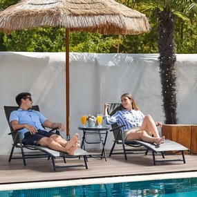 Ležadlo záhradné skladacie s reguláciou operadla, farba oceľová