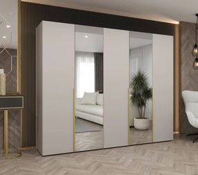 Šatníková skriňa 250 cm Alice 2 (kašmír + zlatá). Akcia -20%. Vlastná spoľahlivá doprava až k Vám domov. 1126189