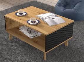 Konferenčný stolík Luxina 90 (dub artisan + matná čierna). Akcia -21%. Vlastná spoľahlivá doprava až k Vám domov. 1124846