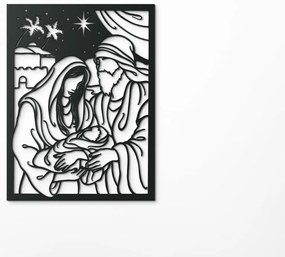 drevko Drevený obraz Svätá rodina Rozmer obrazu: 43 x 32,5 cm, Farba dekorácie: Čierna