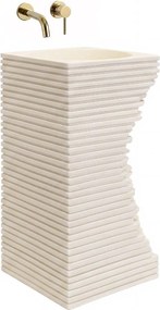 Rea Travena Square, voľne stojace umývadlo 400×400×840 mm, béžová-ecru, REA-U3534