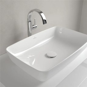 VILLEROY &amp; BOCH Artis obdĺžnikové umývadlo na dosku bez otvoru, bez prepadu, 580 x 380 mm, Stone White, s povrchom CeramicPlus, 417258RW