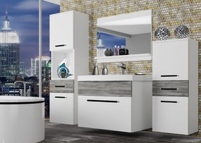 Kúpeľňový nábytok Belini biely mat / šedý antracit Glamour Wood + umývadlo + zrkadlo  ROD M 5/0/W/WGW/0/ZW